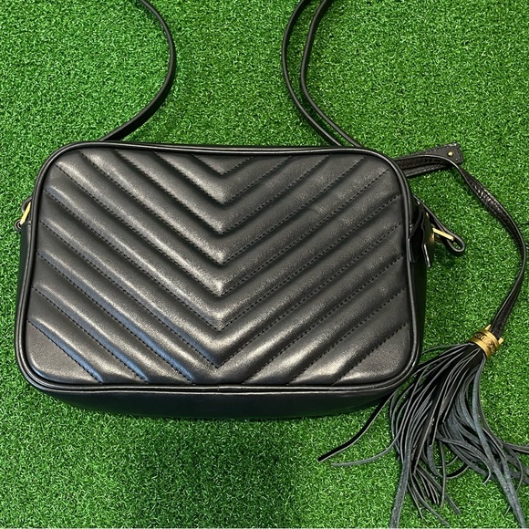 Saint Laurent Black Quilted Leather Camera Crossbody with Gold YSL - Picture 5 of 13